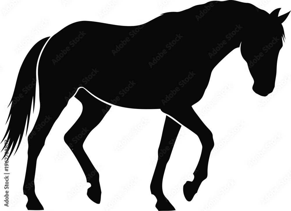 Obraz premium Black Horse Silhouette Icon for Equestrian Logo and Design Projects