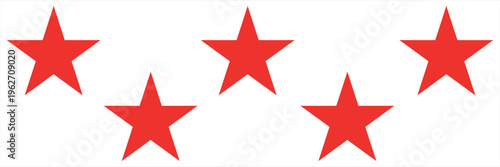 five star customer product review icon. red 5 star rating feedback for website, app, ui design.