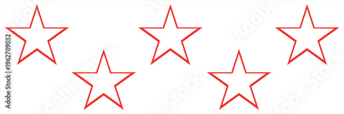 five star customer product review icon. red 5 star rating feedback for website, app, ui design.