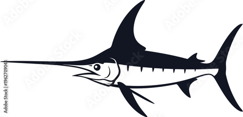Swordfish Silhouette Icon for Fishing Sports and Marine Logo Design