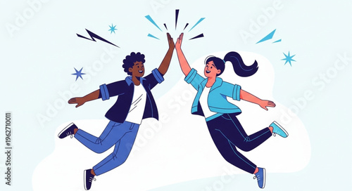 Two man High Five Celebration