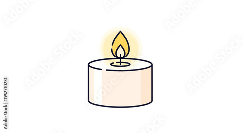 Minimalist Tealight Candle on White Background