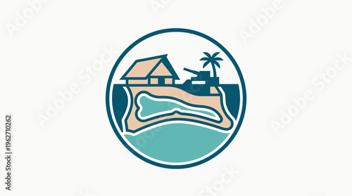 Island Paradise Tank and Palm Tree by Bungalow