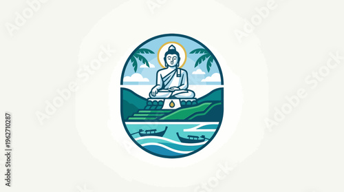 Zen Buddha in a Tropical Landscape Logo