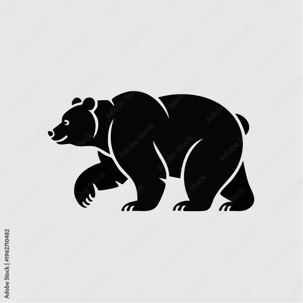 Obraz premium black bear silhouette walking isolated on white background