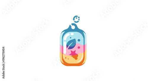 Abstract Coastal Scene in Bottle Pendant