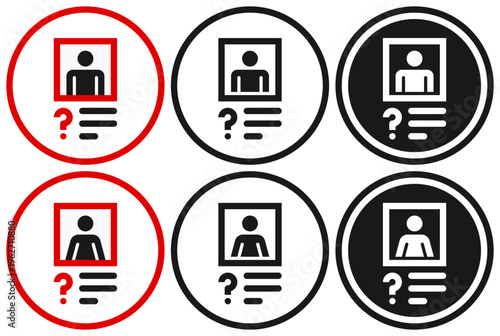 Flat icons in outline and solid styles of missing persons