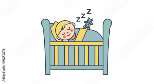 Little girl sleeping in bed.