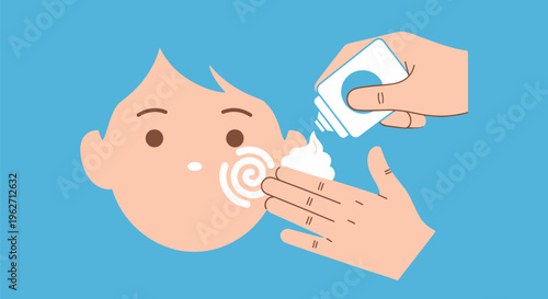 Baby face being wiped clean.