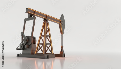 Oil Pumpjack 3D Rendering Isolated on White Background