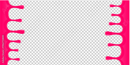 Wavy syrup illustration. Dripping candy illustration background. Pink ice cream drip illustration. Fast food caramel drip illustration. Hand-drawn milk drip on trasnparent background.