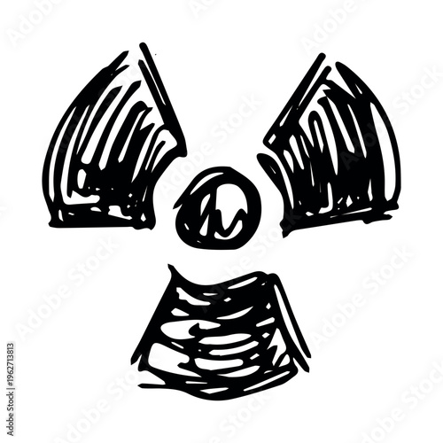 Hand drawn radiation sign Nuclear radiation hazard symbol Radioactive danger warning sign clipart in doodle style Nuclear safety Radioactive waste Single element for print, web, design, decor