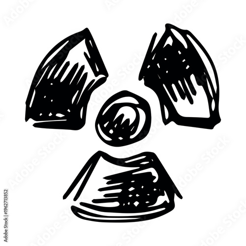 Hand drawn radiation sign Nuclear radiation hazard symbol Radioactive danger warning sign clipart in doodle style Nuclear safety Radioactive waste Single element for print, web, design, decor
