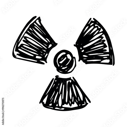 Hand drawn radiation sign Nuclear radiation hazard symbol Radioactive danger warning sign clipart in doodle style Nuclear safety Radioactive waste Single element for print, web, design, decor