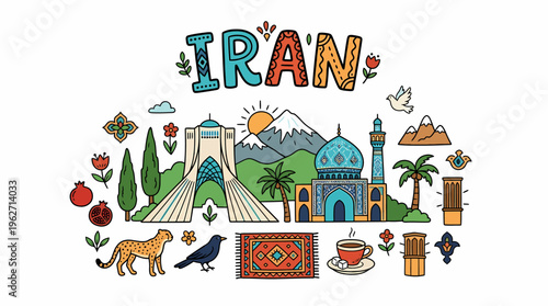 Iran Travel Collage: Landmarks, Culture, Nature, Wildlife