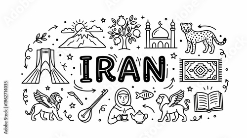 Iran Doodle Art: Landmarks, Culture, Symbols