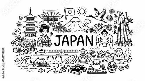 Japan Doodle Art: Culture, Landmarks, and Tradition