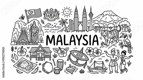 Malaysia Doodle Art: Landmarks, Culture, Nature, Food