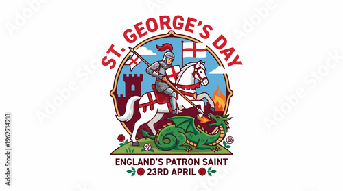 St. George's Day Knight Fighting Dragon England Patron Saint