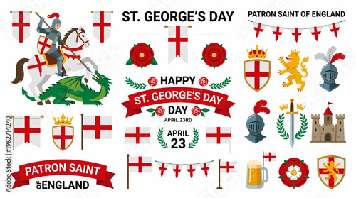 St. George's Day Symbols Collection - England Patron Saint