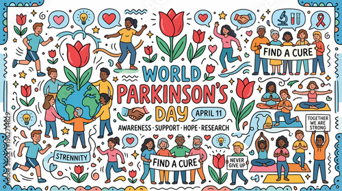 World Parkinson's Day Awareness Illustration - Hope & Research