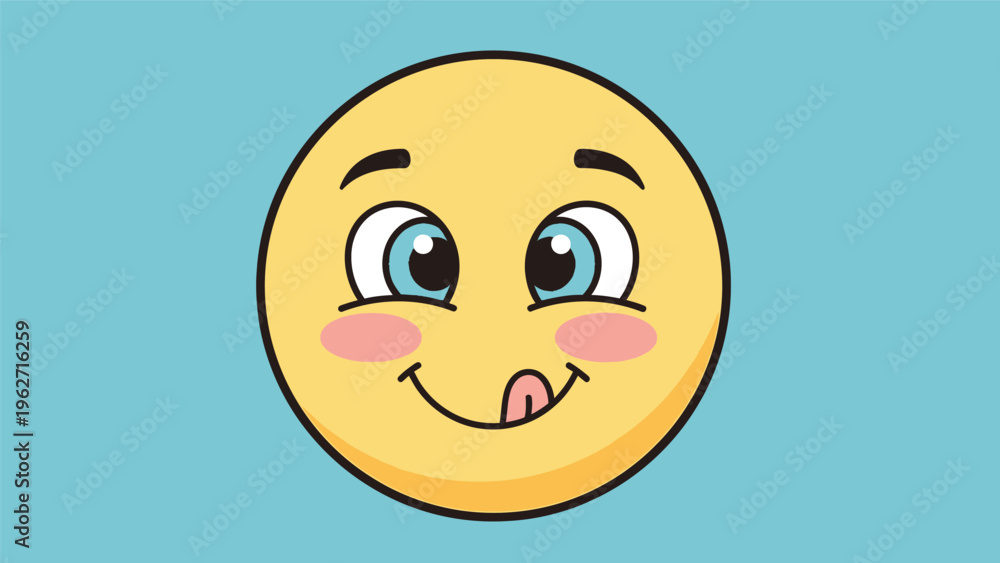 Fototapeta premium Yellow Smiling Face Emoji Cartoon Character.