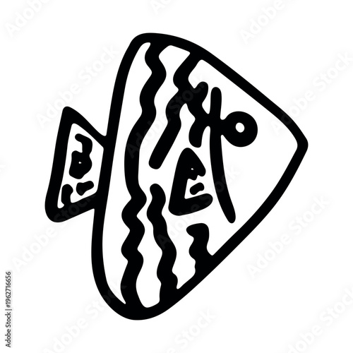 Hand drawn happy funny cute fish Adorable friendly kawaii tropical fish Underwater world sea life ocean Fishing seafood For design, kids print, kids books, nursery decor, coloring pages, logo