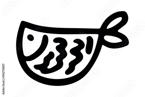 Hand drawn happy funny cute fish Adorable friendly kawaii tropical fish Underwater world sea life ocean Fishing seafood For design, kids print, kids books, nursery decor, coloring pages, logo