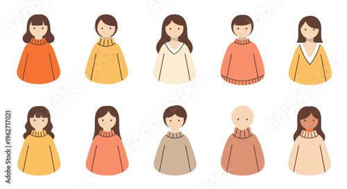 Diverse Flat Design People Avatars for User Profiles and Community Illustration