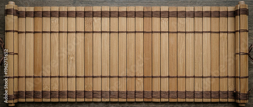 Blank Bamboo Scroll Background, Top View, Copy Space
