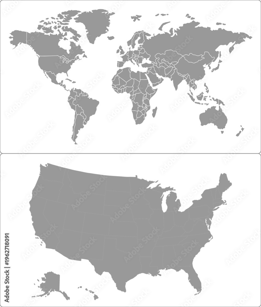 Naklejka premium World Map with USA Map Geography Illustration