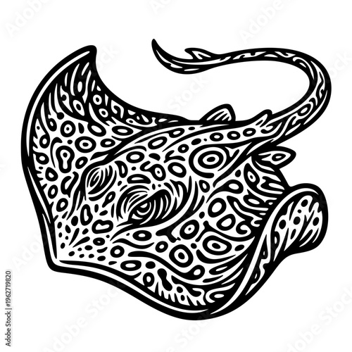 Spotted Stingray Marine Sea Animal Wildlife Vector Illustration