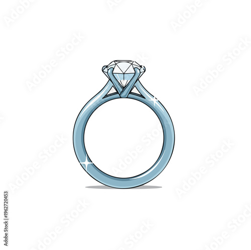 Elegant Diamond Solitaire Engagement Ring with Sparkling Gemstone.