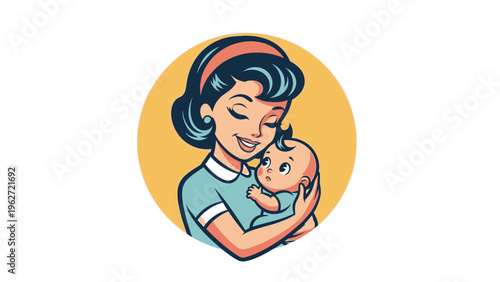 Mother Holding Baby in Her Arms.