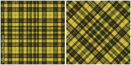 Two Seamless Plaid Patterns Straight and Diagonal
