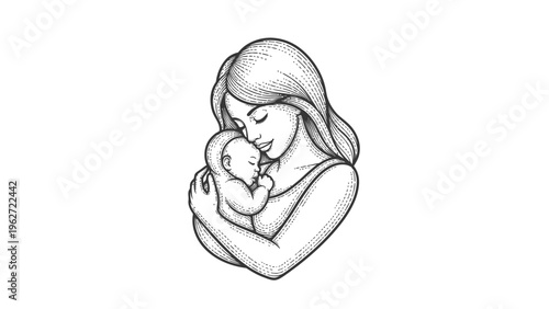 Mother Holding Baby Close Tightly.