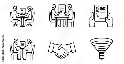 Business partnership and sales funnel illustration