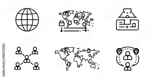 Global network and communication icons