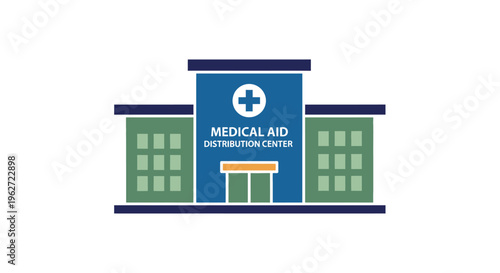 Medical Aid Distribution Center Icon for Healthcare, Relief, and Humanitarian Supply Services