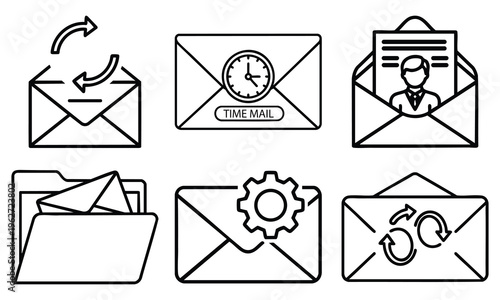 Email icons and symbols for communication and correspondence
