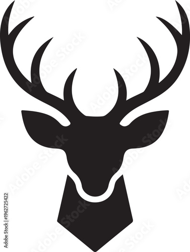 Deer head with antlers wearing a necktie silhouette icon