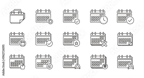 Set of vintage sewing machine icons in grayscale grid.