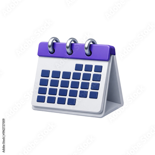 3d desktop calendar icon with purple header