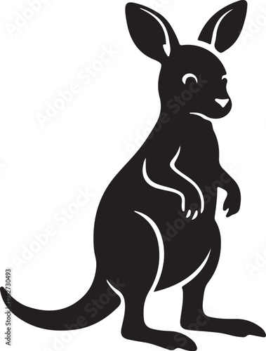 Joey Baby Kangaroo in Garden Silhouette Cute Animal Nature Vector