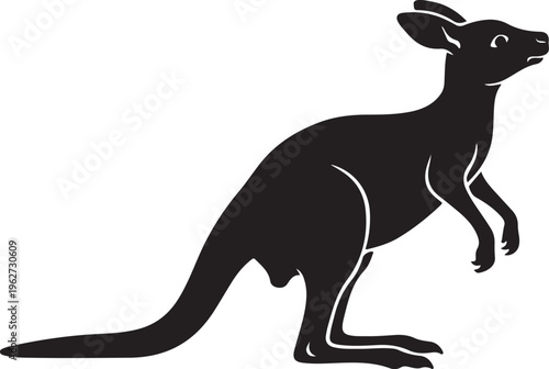 Joey Baby Kangaroo in Garden Silhouette Cute Animal Nature Vector