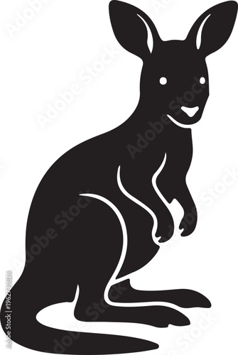 Joey Baby Kangaroo in Garden Silhouette Cute Animal Nature Vector