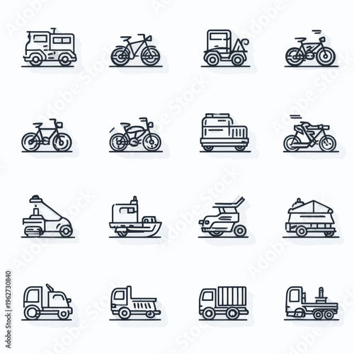 Collection of Minimalist Transportation Vector Icons