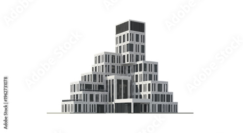 Modern Office Building Design, Geometric Architecture, Urban Corporate Structure