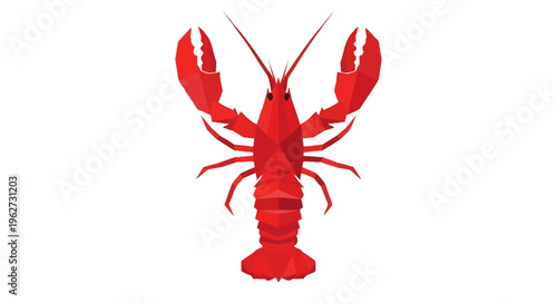 Vibrant Red Lobster Geometric Illustration Isolated on White Background