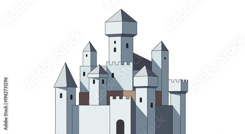 Fantasy Castle Illustration with Towers and Battlements